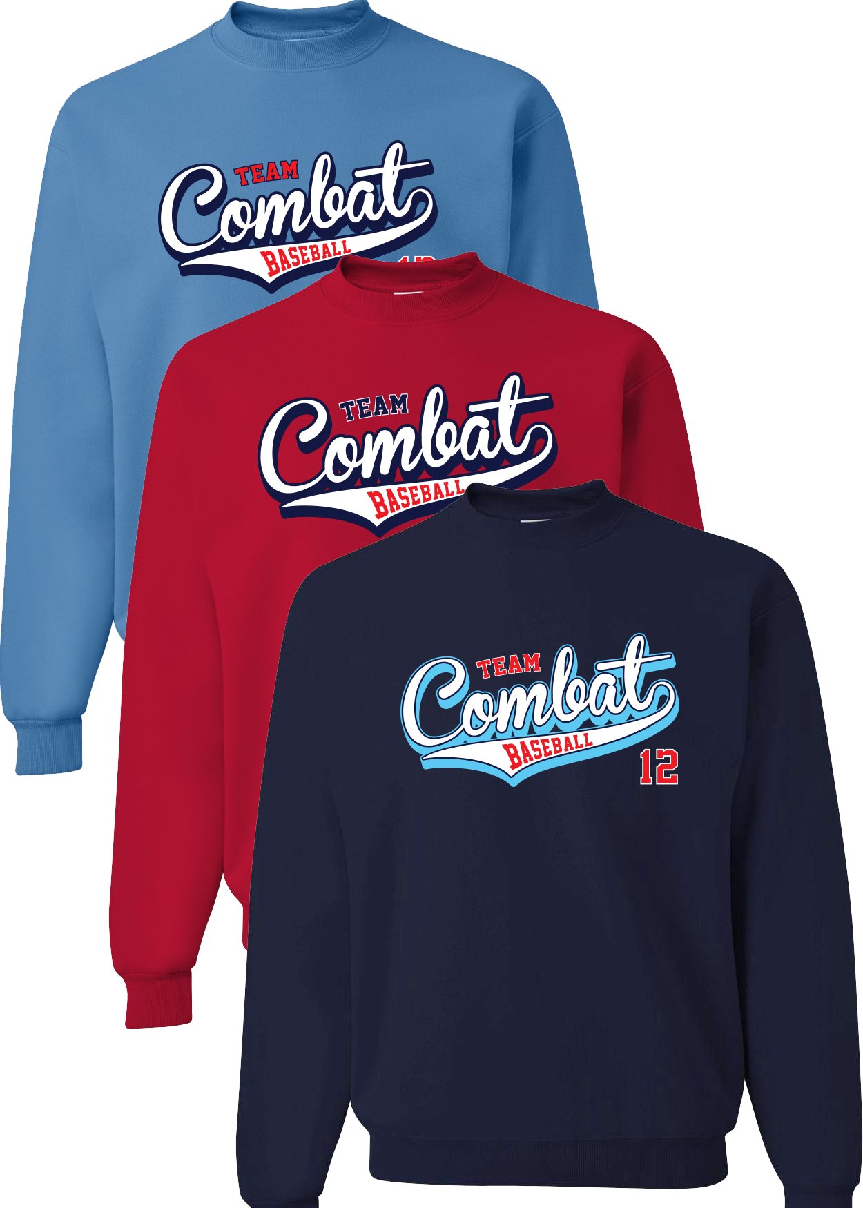 Adult Unisex "Combat Script w/ Number" Crewneck Sweatshirt