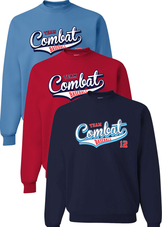 Adult Unisex "Combat Script w/ Number" Crewneck Sweatshirt