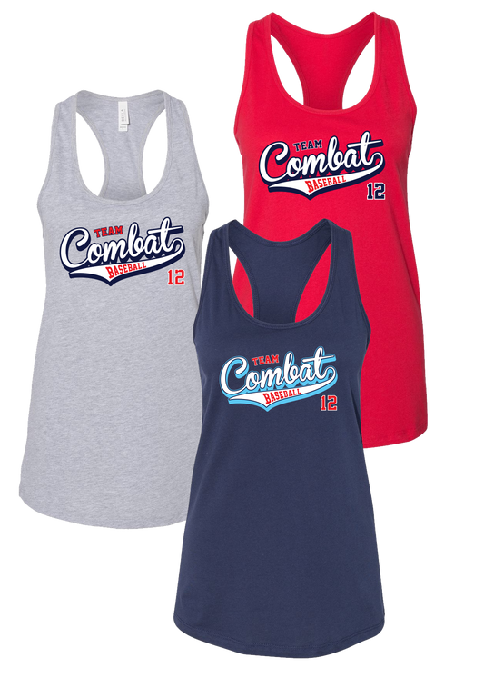 "Combat Script w/ Number" Women's Racerback Tank