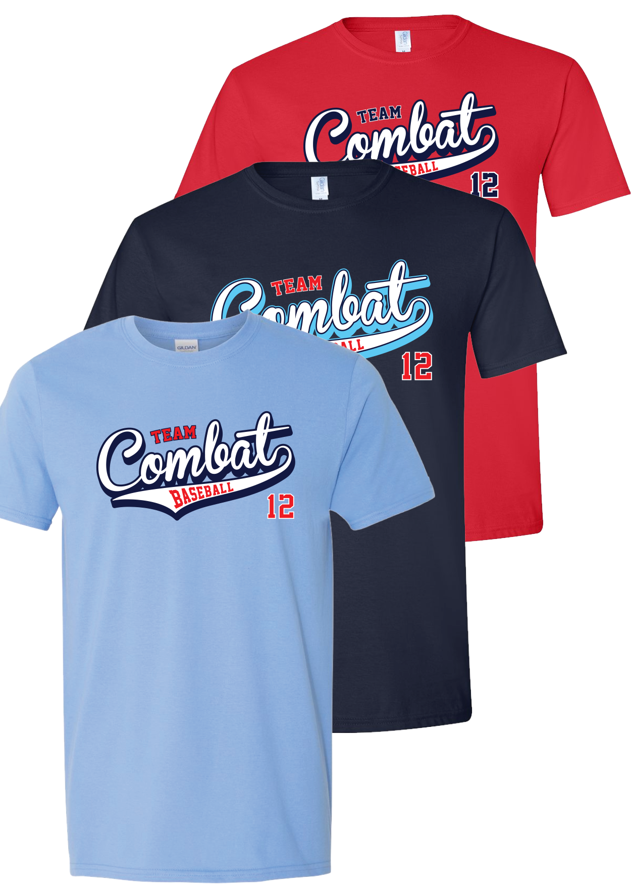 Adult "Combat Script w/ Number" Crewneck T-Shirt