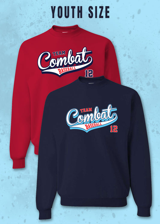 Youth "Combat Script w/ Number" Crewneck Sweatshirt